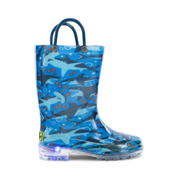 Kids Waterproof Light Up Rain Boots With Handles for Easy On and Off for Boys and Girls
