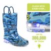 Kids Waterproof Light Up Rain Boots With Handles for Easy On and Off for Boys and Girls