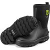 Rubber Boots for Men, 5.5mm Neoprene Insulated Rain Boots with Steel Shank, Waterproof Mid Calf Hunting Boots, Sturdy Rubber