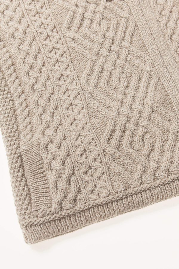 Women's Irish Cable Knitted Wool Side Zip Cardigan (100% Merino Wool)