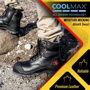 Work Boots for Men,7 inch,Steel Toe,Side Zipper, Leather Shoes,Static Control, Breathable,Quick Dry(AK232Z -AK245Z