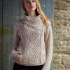 Women's Irish Cable Knitted Wool Side Zip Cardigan (100% Merino Wool)