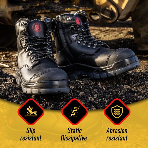 Work Boots for Men,7 inch,Steel Toe,Side Zipper, Leather Shoes,Static Control, Breathable,Quick Dry(AK232Z -AK245Z
